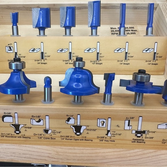 Ryobi Router 15 Bit Set in Wooden Case - Picture 5 of 10